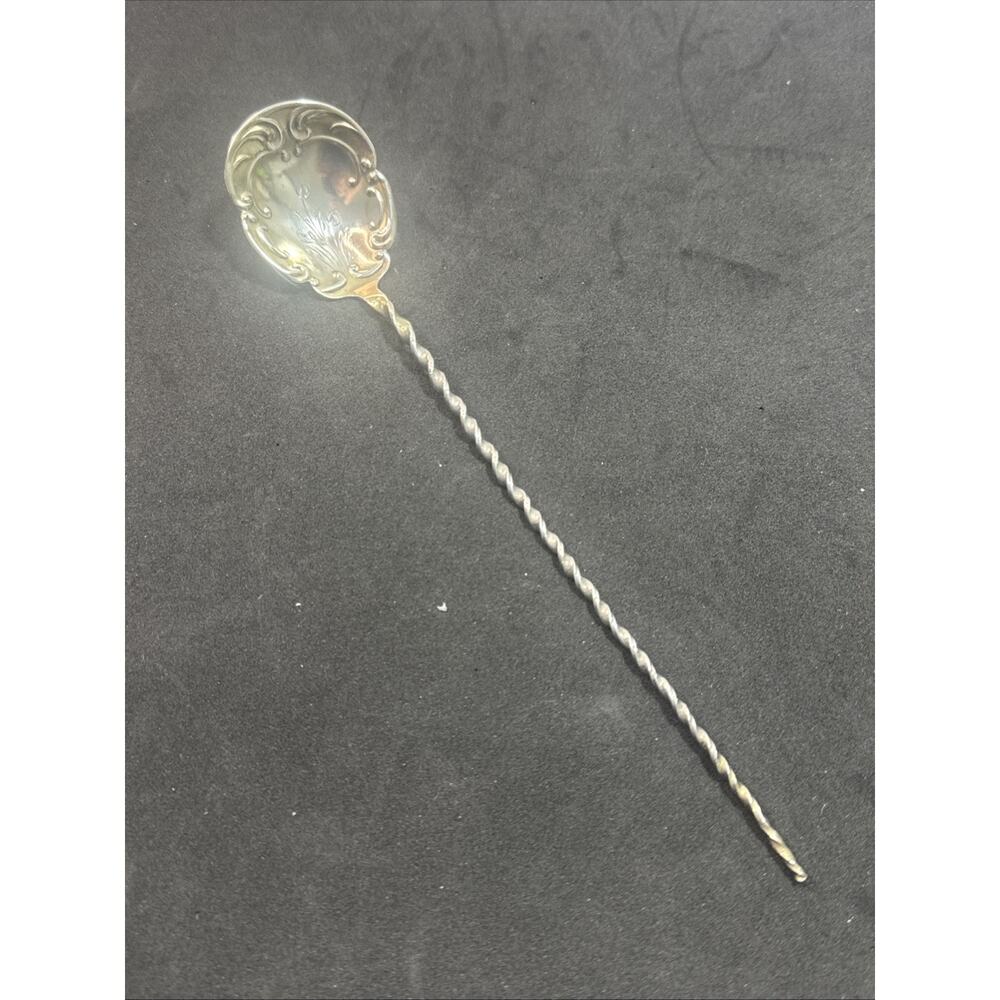 Vintage Tea Mote, Olive, or Cherry Spoon Twisted Handle Gold Wash Bowl Sterling